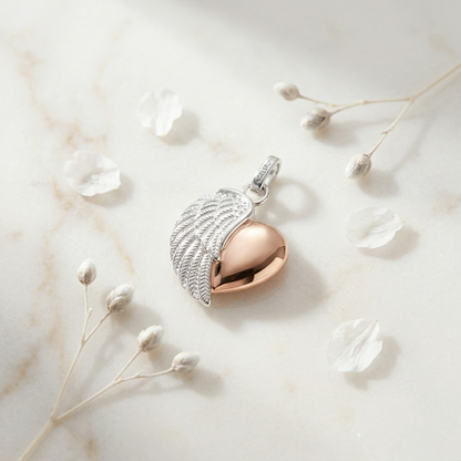 Anhänger 925er Silber Herzflügel Bicolor