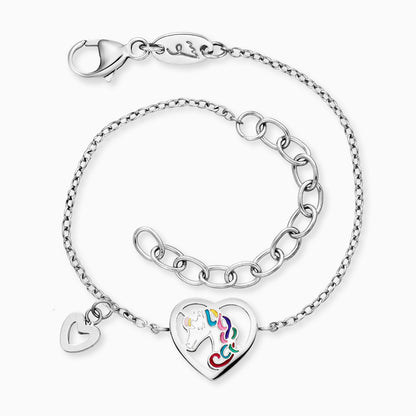 Kinder Armband Edelstahl Einhorn mit Emaille