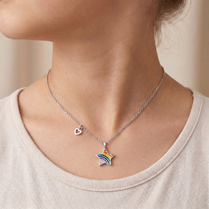 Kinder Halskette Edelstahl Herz mit Zirkonia multicolor