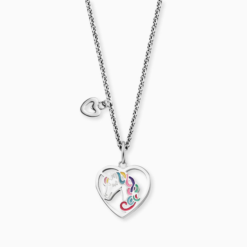 Kinder Halskette Edelstahl Einhorn mit Emaille