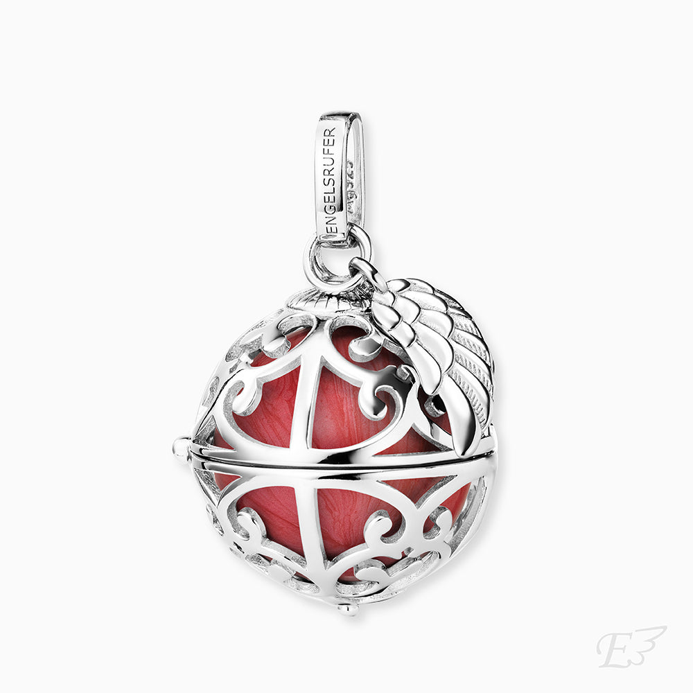 Engelsrufer women's pendant silver with wings and Chime in mother-of-pearl color in red
