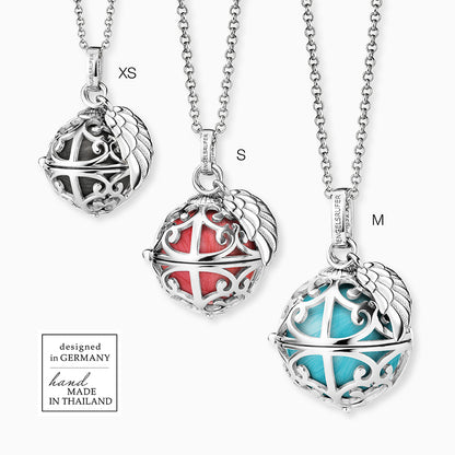 Engelsrufer women's pendant silver with wings and Chime in mother-of-pearl color in turquoise