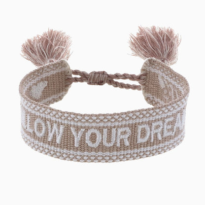 Engelsrufer Damen Stoffarmband mit Stickerei FOLLOW YOUR DREAMS