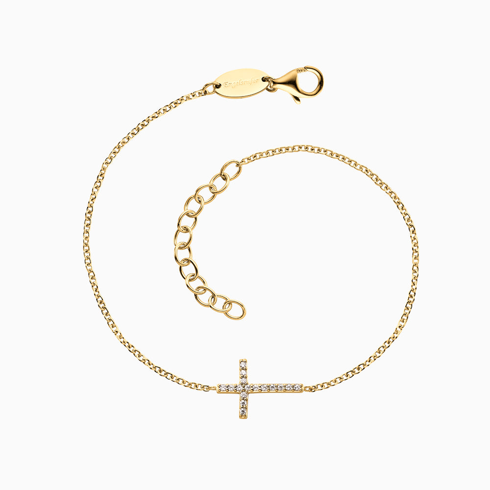 Engelsrufer women's bracelet cross silver gold plated with zirconia