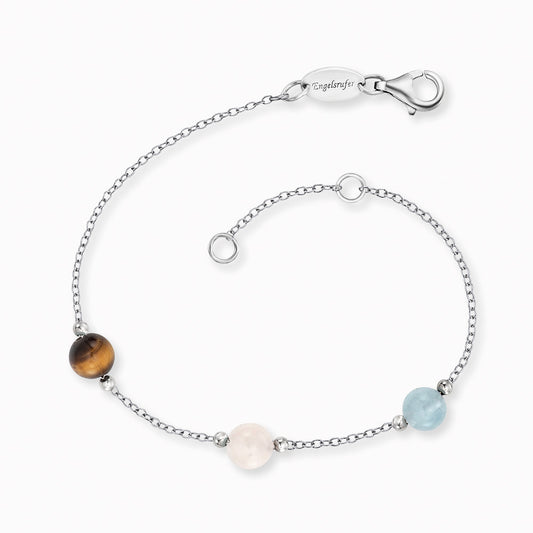 Engelsrufer women's bracelet silver with stones tiger eye, rose quartz, blue agate powerful stone