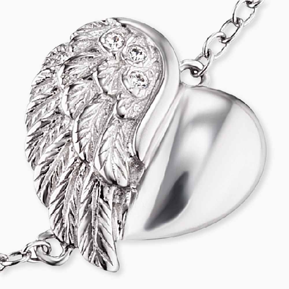 Engelsrufer women's bracelet heart and wing pendant with zirconia