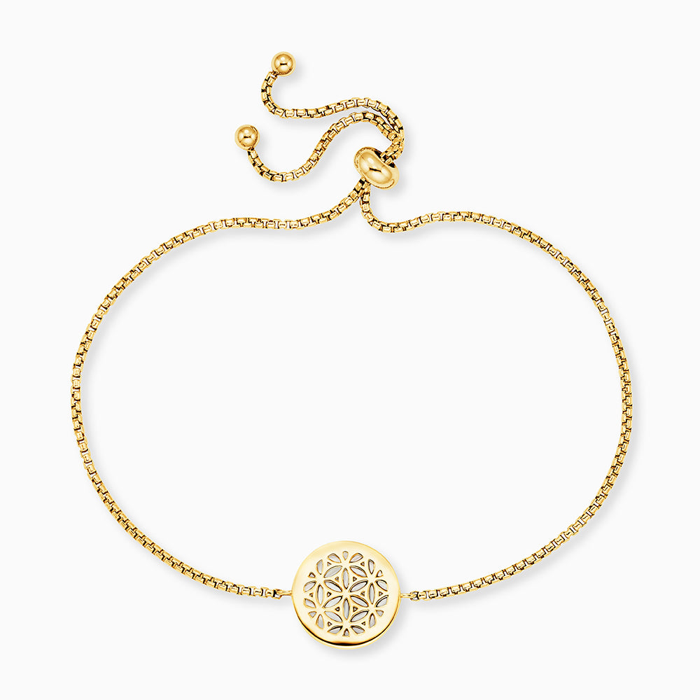 Engelsrufer Armband in gold mit Lebensbaum auf weißem Perlmutt