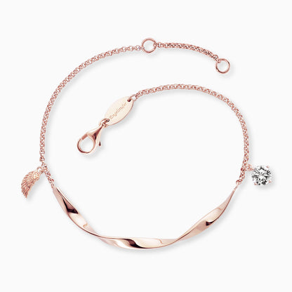 Engelsrufer bracelet Twist with small wing and zirconia stone rose gold