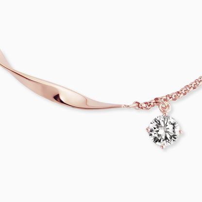 Engelsrufer bracelet Twist with small wing and zirconia stone rose gold
