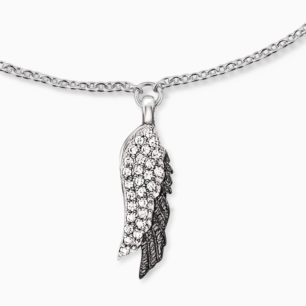 Engelsrufer women's bracelet with pendant wing duo with zirconia silver and black