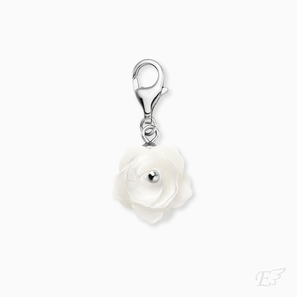 Engelsrufer charm for charm bracelet 925 sterling silver with rose made of mother-of-pearl