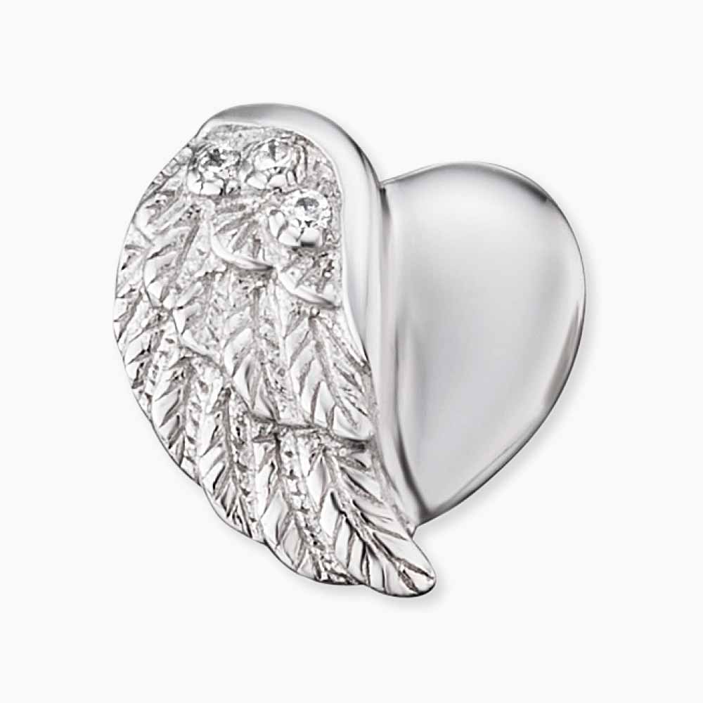 Engelsrufer ear studs heart wing symbol with silver zirconia stones