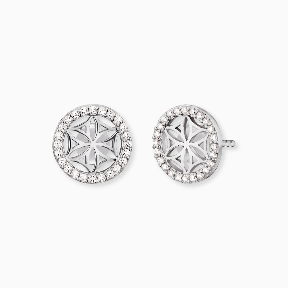 Engelsrufer women's earrings flower of life silver with zirconia