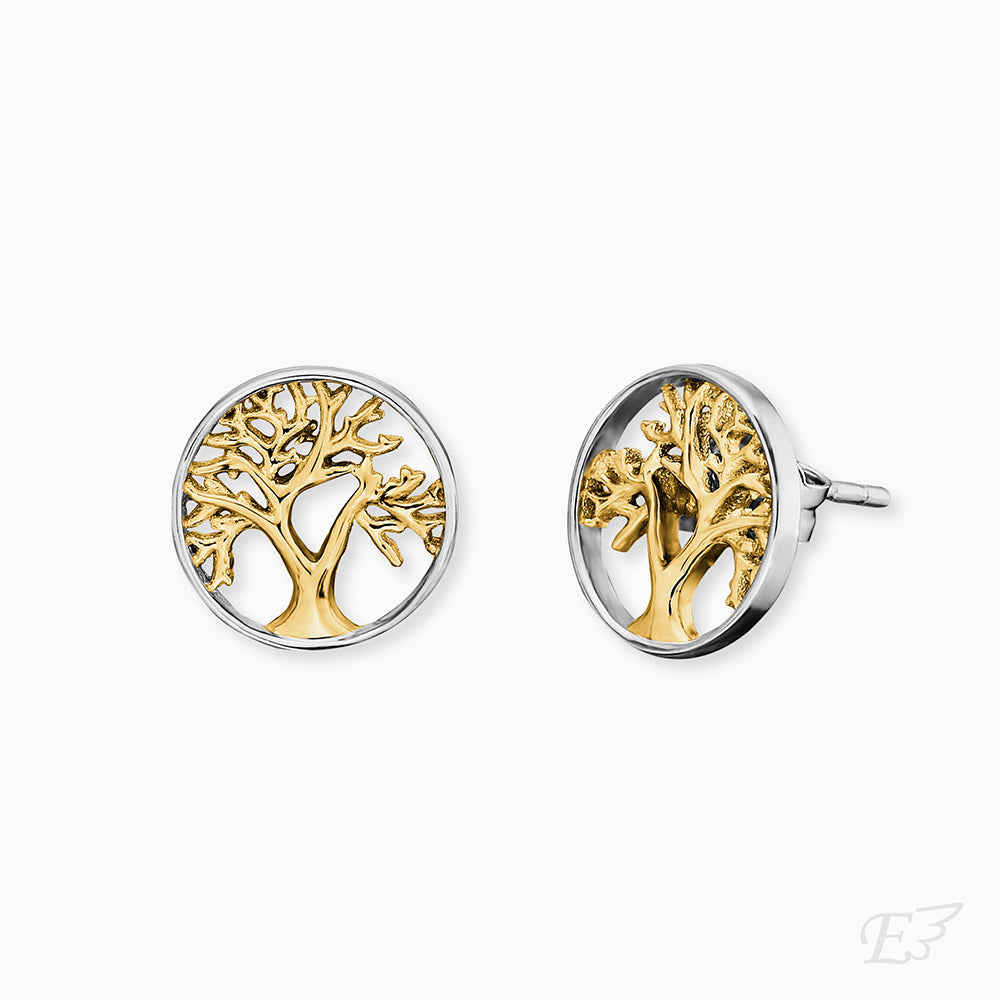 Engelsrufer women's stud earrings sterling silver bicolor with tree of life motif