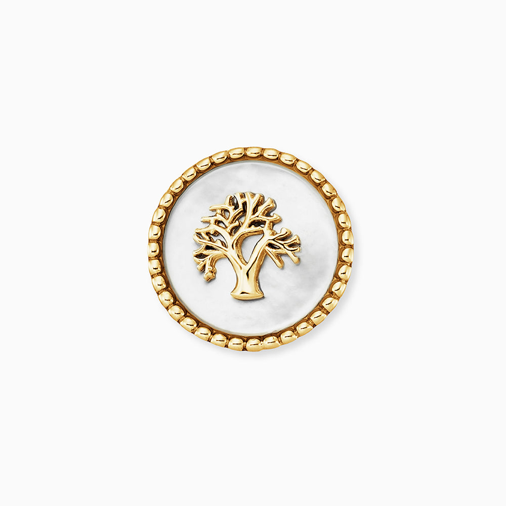 Engelsrufer women's earrings in gold with tree of life on white mother-of-pearl