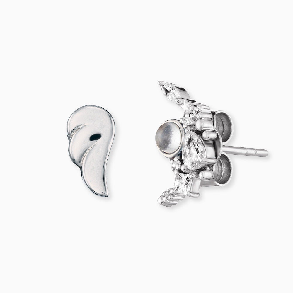 Engelsrufer women's earrings stud earrings simple wing & moonlight silver with zirconia