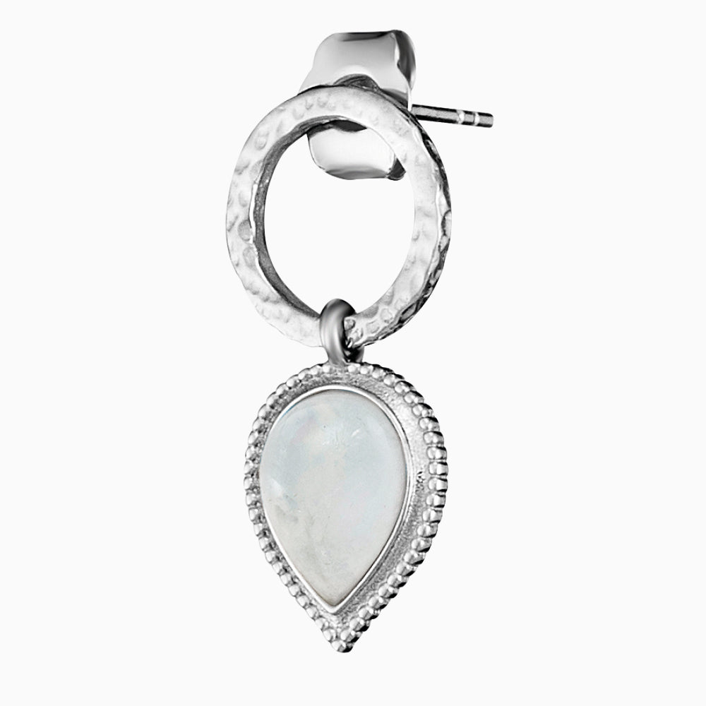 Engelsrufer women's silver stud earrings Pure Moondrop with moonstone