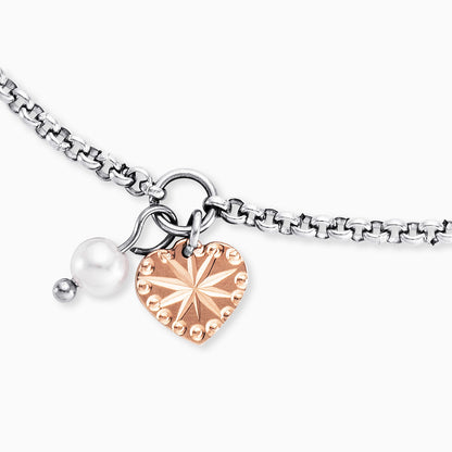 Engelsrufer anklet heart stainless steel ladies with pearls rose