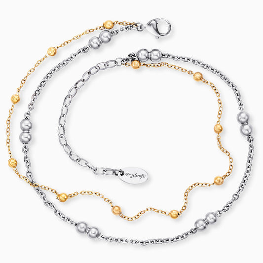 Stainless steel anklet silver & gold with beads 27 cm