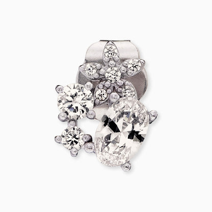 Set 1 flower silver with zirconia