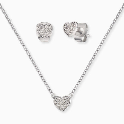 Set of 7 hearts silver with zirconia