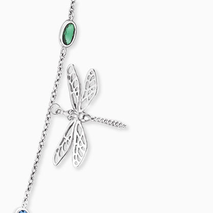 Engelsrufer women's silver necklace 80 cm with colored zirconia, ginkgo, dragonfly and butterfly