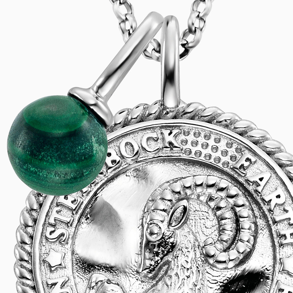 Engelsrufer Damen Kette Silber mit Zirkonia und Malachit Stein für Sternzeichen Steinbock