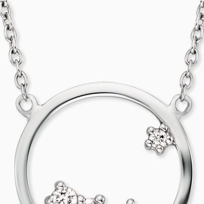 Engelsrufer silver necklace round pendant Cosmo with white zirconia stones