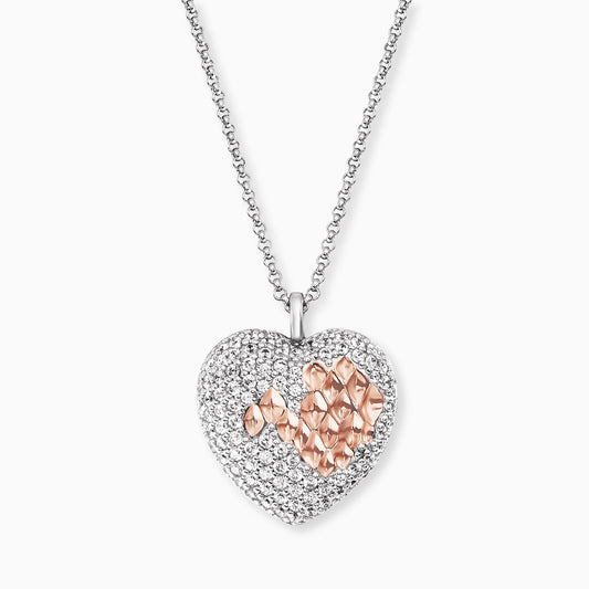 Engelsrufer women's heart necklace silver set with zirconia and rose gold details
