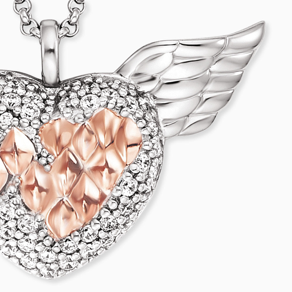 Engelsrufer silver necklace for women with Heartangel silver and rosé