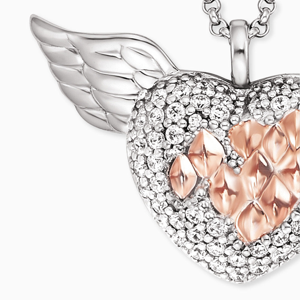 Engelsrufer silver necklace for women with Heartangel silver and rosé