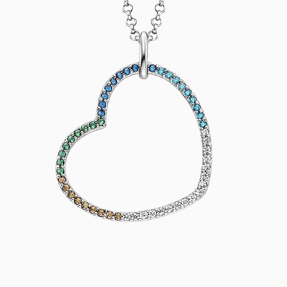 Engelsrufer Damen Halskette mit Anhänger Regenbogenherz Silber und Zirkonia Multicolor