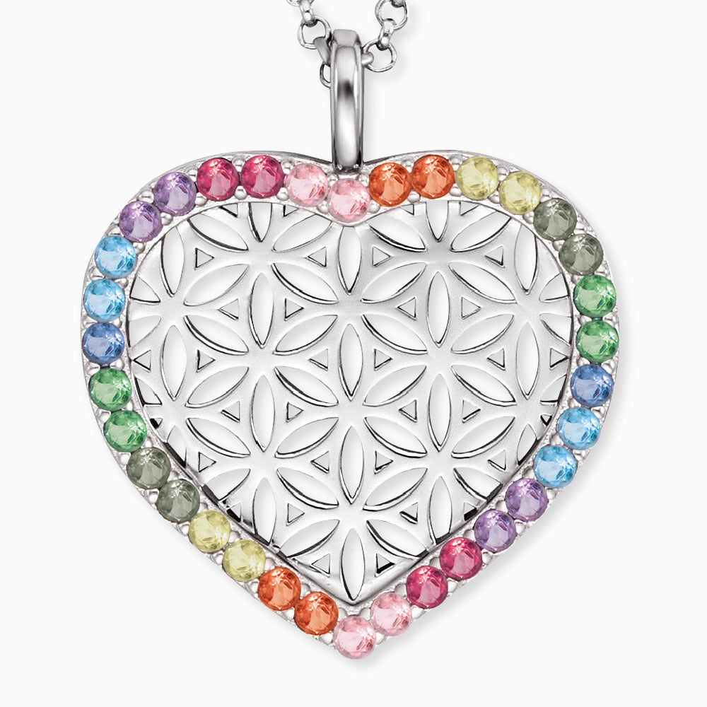 Engelsrufer women's necklace heart flower of life silver with zirconia