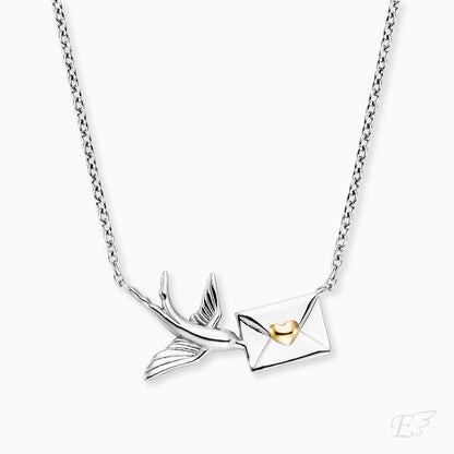 Engelsrufer women's silver necklace with swallow and love post in bicolor