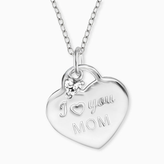 Engelsrufer women's heart necklace silver "I love you Mom" ​​with zirconia for all mothers