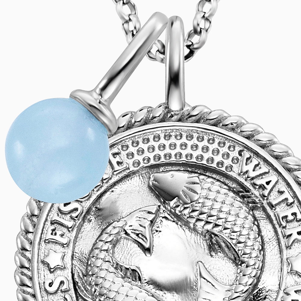 Engelsrufer Damen Kette Silber mit Zirkonia und Blauer Achat Stein für Sternzeichen Fisch