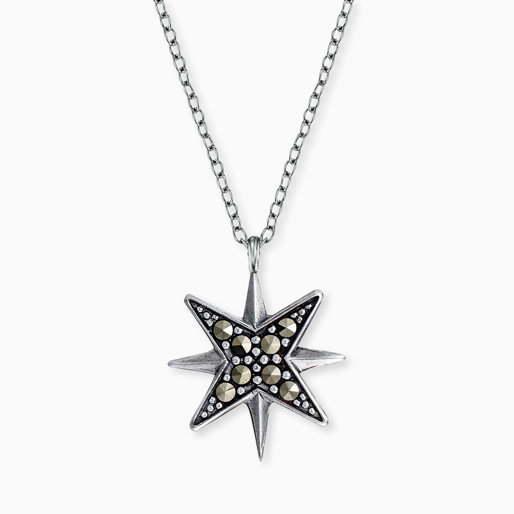 Set necklace and bracelet star, 16 marcasite, silver