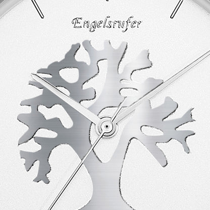 Engelsrufer watch tree of life silver with multicolored zirconia stones and silver mesh strap