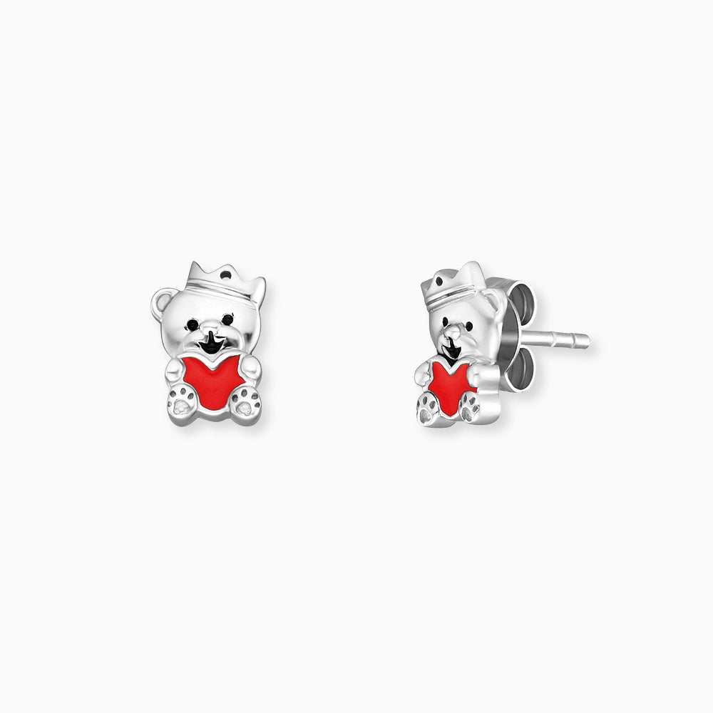 Engelsrufer children's earrings silver bear with red heart