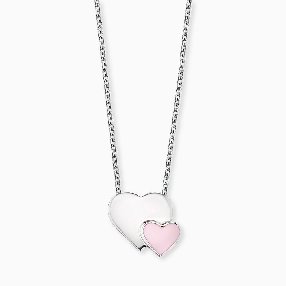Engelsrufer girls' children's necklace silver hearts with light pink enamel