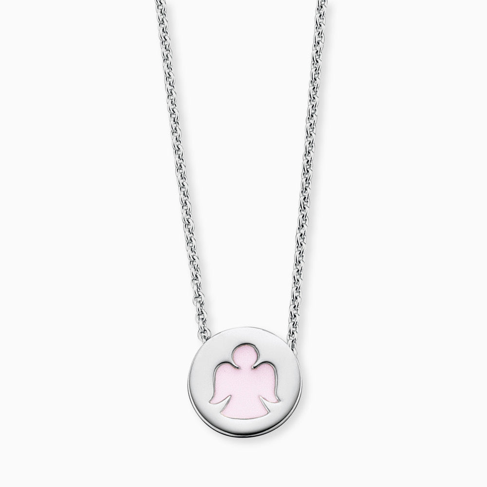 Engelsrufer girls' children's necklace silver angel symbol light pink enamel