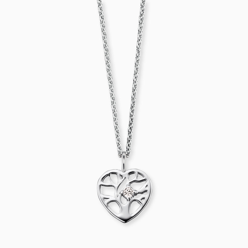 Engelsrufer girls' children's necklace silver tree of life in heart symbol with zirconia