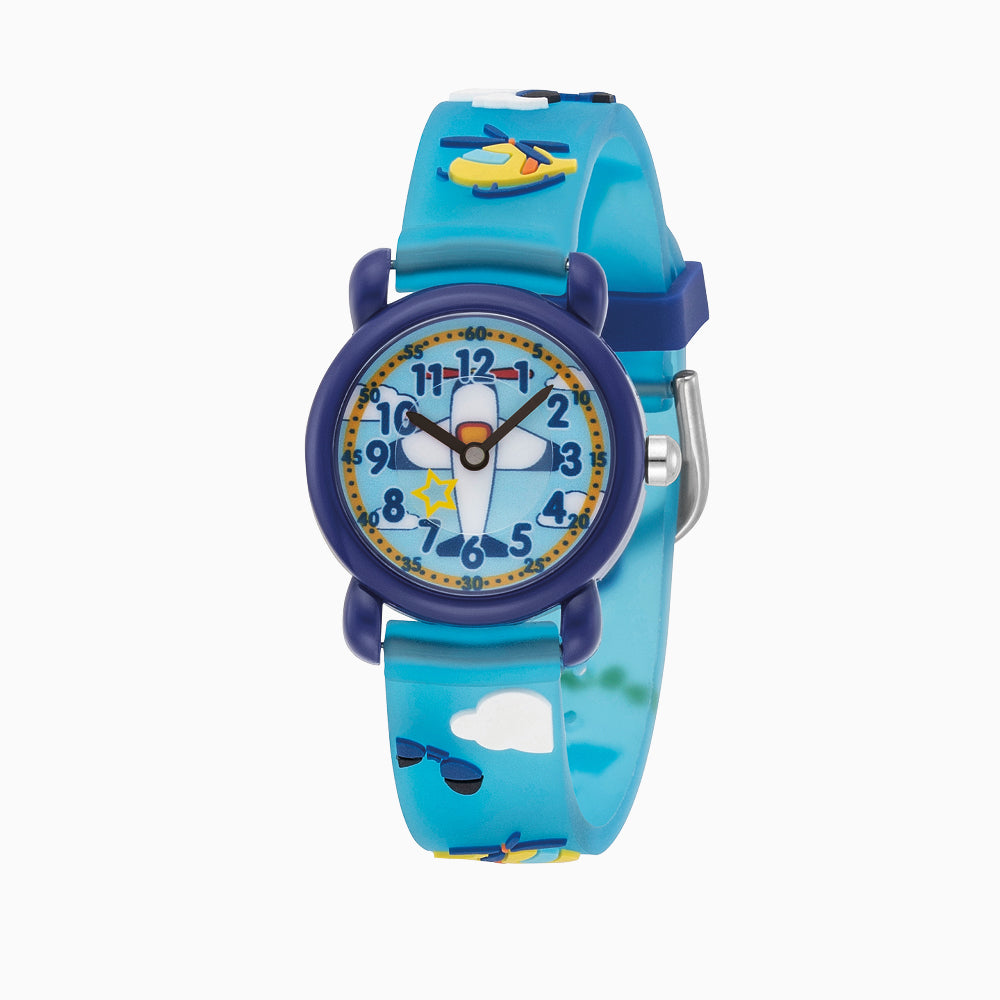 Engelsrufer Kinder Uhr Flugzeug Multicolor für Jungen inkl. Stiftemäppchen