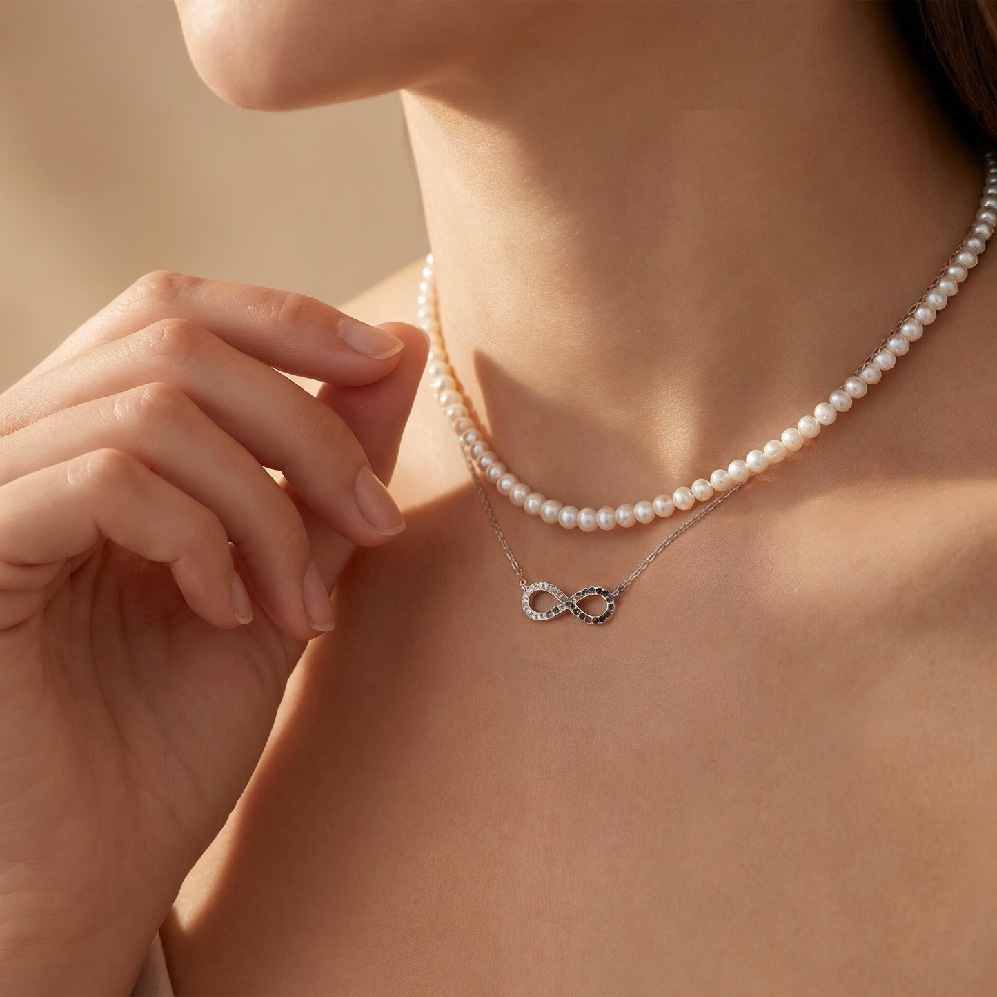 Halskette 925er Silber Infinity mit Zirkonia Multicolor